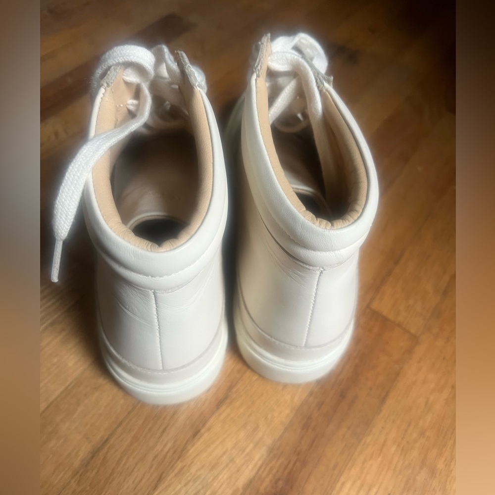 Nisolo Reina High Top Sneaker Bone White Womens Size 7 Mexico Leather Upper - Picture 4 of 7